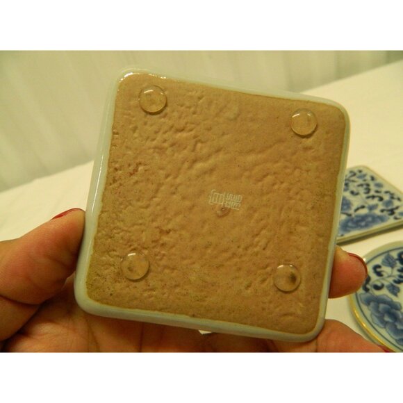 Set Of 4 Blue & White Ceramic Asian Mini Plates, Chili Oil Vinegar Butter Votive - Picture 7 of 14